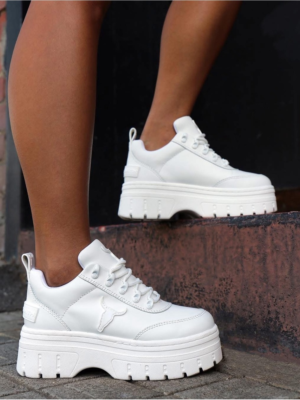 Windsor Smith All-White Platform Lace-Up Sneakers